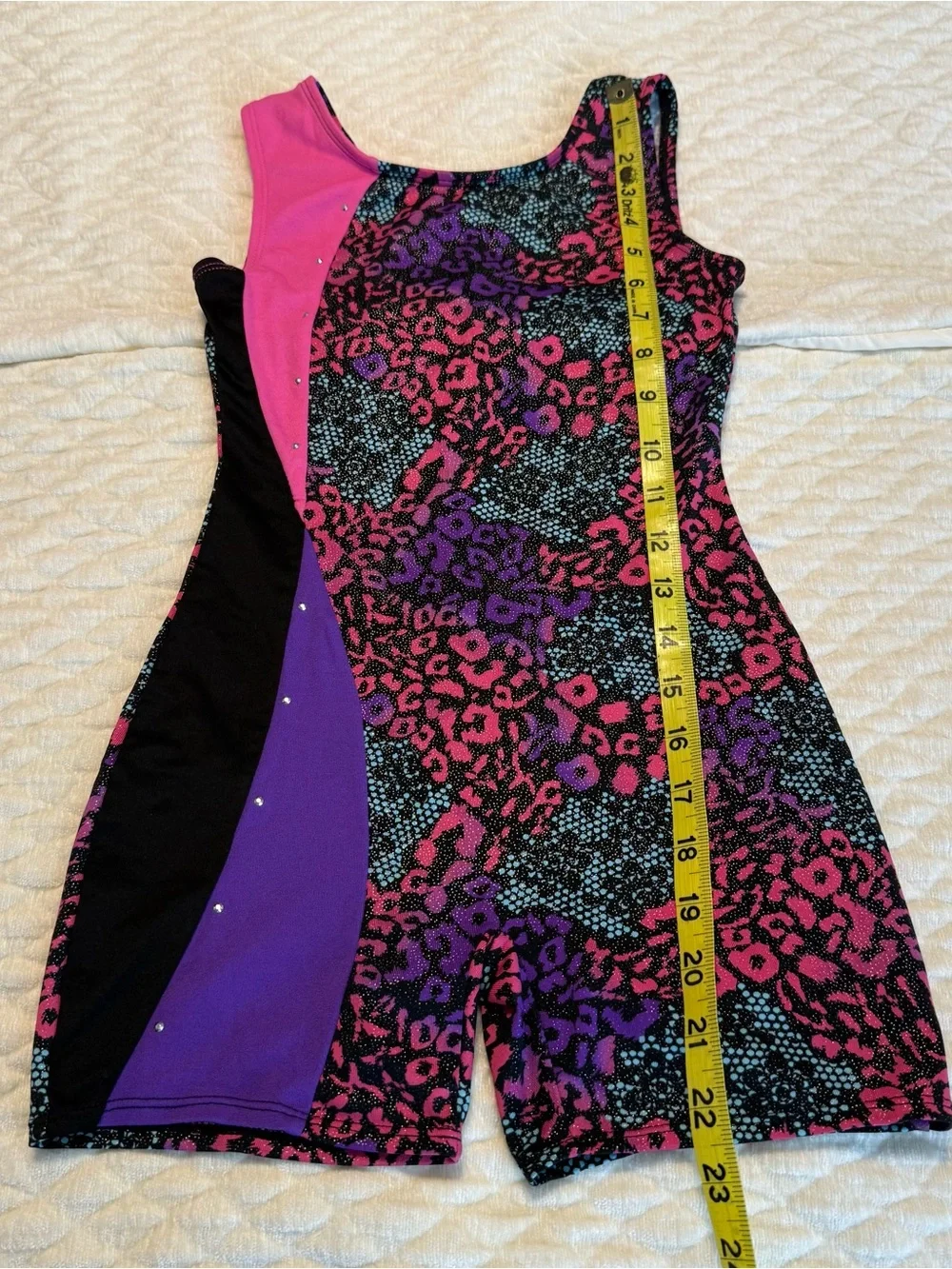 Moret Activewear Gymnastics Leotard Unitard Dance Kids Sz 8/10 Leopard Colorful